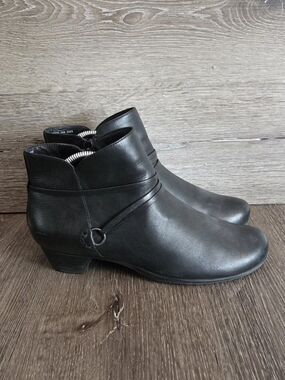 Abeo Maya Black Leather Ankle Boots Booties Size 10N (Narrow)